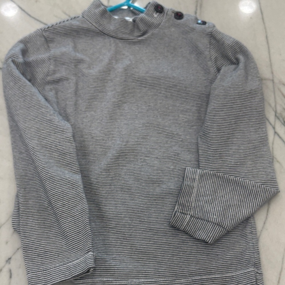 Jacadi Men's Black and White Striped Turtleneck Sweater